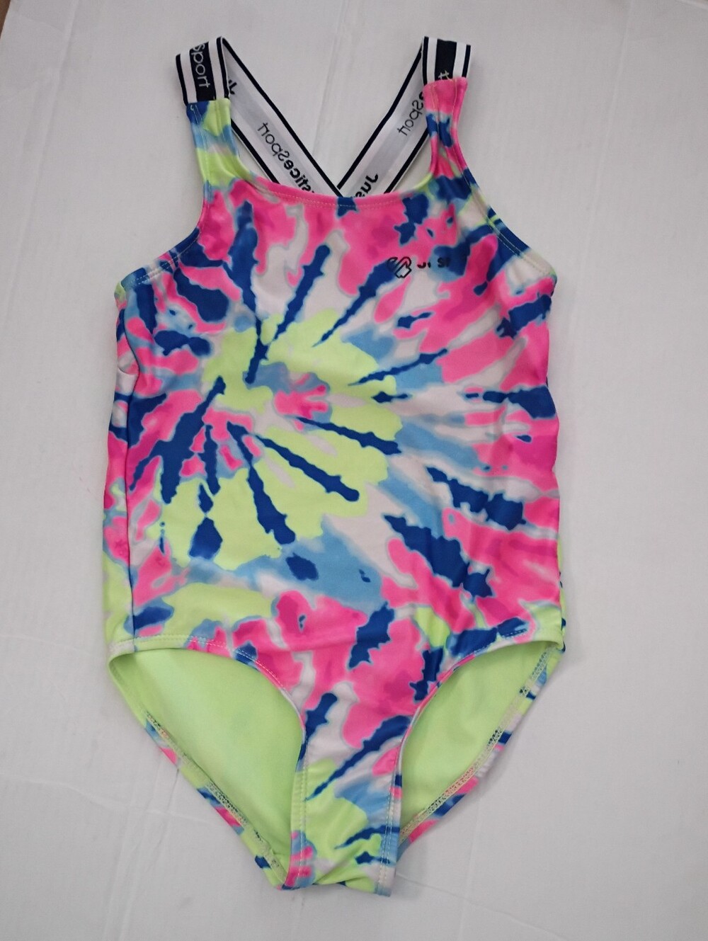 ❤️JUSTICE SPORT GIRLS SMALL 7/8 1 Piece Tie Dyed Swim Suit LN